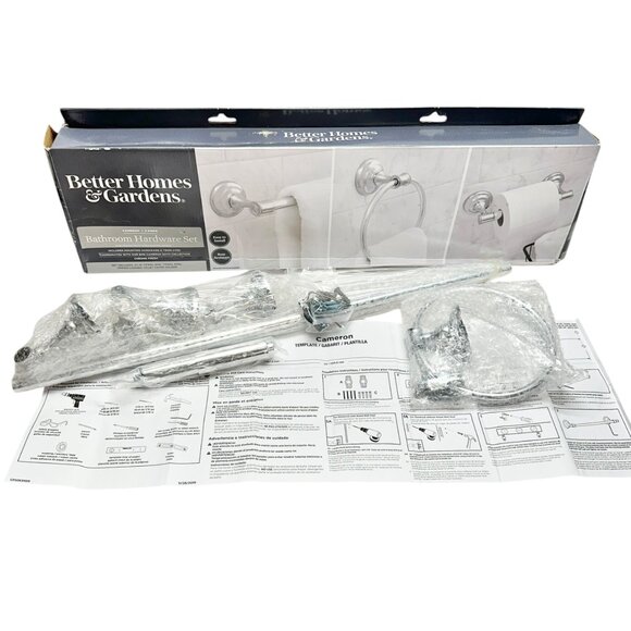 Better Homes & Gardens Cameron 3-Piece Bathroom Hardware Set Chrome Finish NEW - Picture 2 of 11